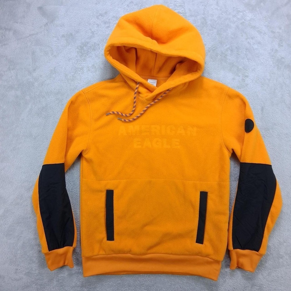 American Eagle Women Orange Fleece Pullover Hoodie Small Streetwear Gorpcore